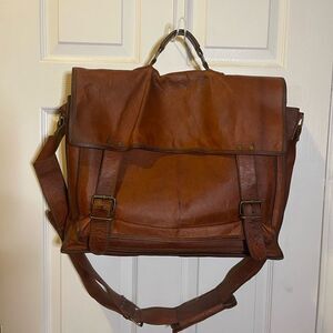 Komal's Passion  Leather distressed tan Messenger Commuter large Shoulder Bag